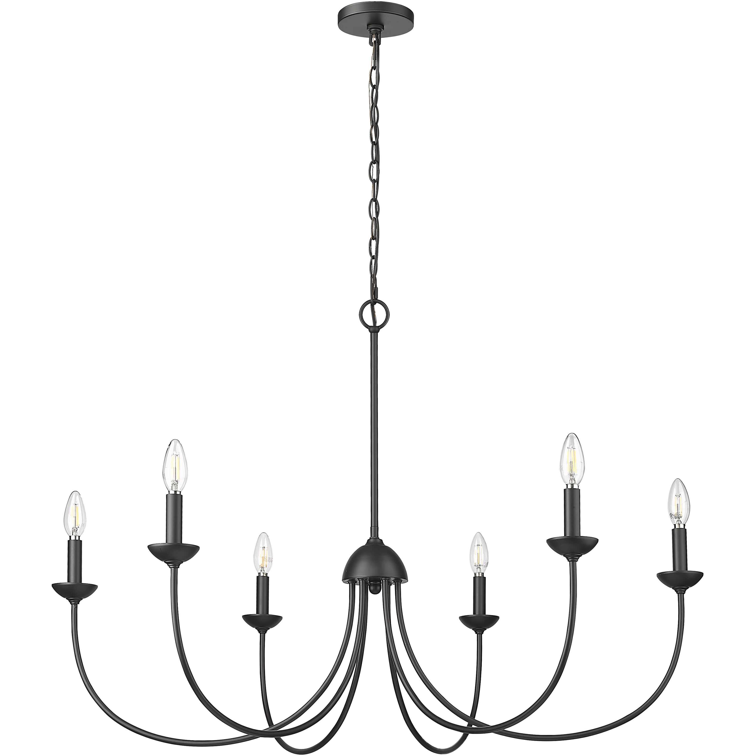 Huxley 6 Light 29 inch Matte Black Chandelier Ceiling Light